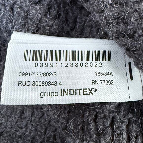 Zara Rustic Knitwear Top Shawl Collar Sweater Button Up Size Small Navy Blue - Picture 7 of 9